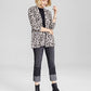 Cardigan feminino de cashmere puro com estampa animal Charter Club, preto, tamanhos pequeno S