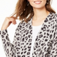 Cardigan feminino de cashmere puro com estampa animal Charter Club, preto, tamanhos pequeno S