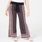 Calça feminina estampada com amarração na cintura, tamanho pequeno, preta, da INC International Concepts
