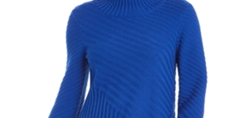 Suéter feminino Charter Club com gola falsa e pontos mistos, azul, tamanho GG