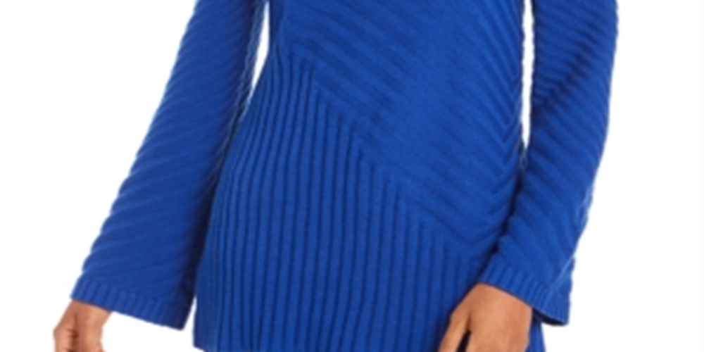 Suéter feminino Charter Club com gola falsa e pontos mistos, azul, tamanho GG