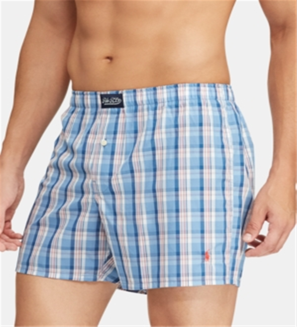 Polo Ralph Lauren Boxer Masculino Xadrez com Botões Azul Tamanho GG