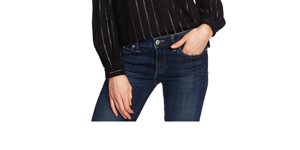 Top listrado com decote em V CeCe feminino, preto, tamanho grande