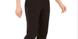 Calça feminina Bar III smoking cetim listrado perna reta preta tamanho 16