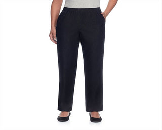 Alfred Dunner Women's  Classics Denim Pull-on Straight-Leg Pants Black Size 18 S
