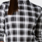 Camiseta feminina xadrez de algodão Charter Club, preta, tamanho grande