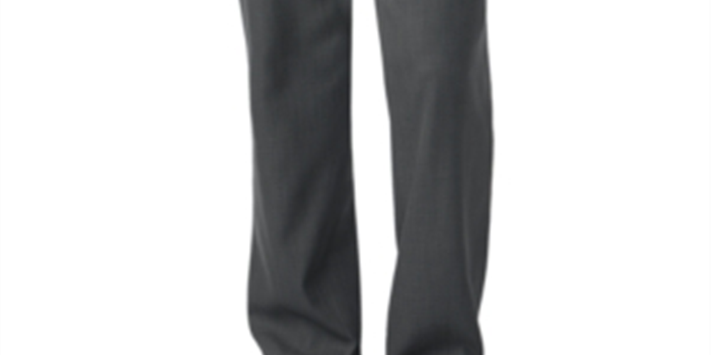 Calça social masculina Perry Ellis Portfolio Classic Fit com frente lisa e pele de tubarão, preta, tamanho 36x32