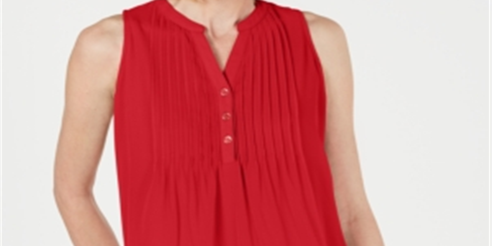 Charter Club Top Feminino Petite Pintucked Risky Vermelho Tamanho Petite M