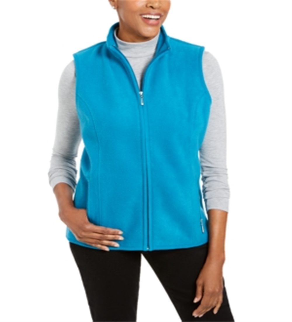 Karen Scott Colete Esportivo Feminino com Zíper Zeroproof Fleece Azul-petróleo Cristal Tamanho P