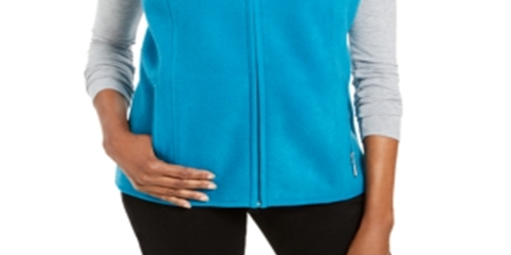 Karen Scott Colete Esportivo Feminino com Zíper Zeroproof Fleece Azul-petróleo Cristal Tamanho P