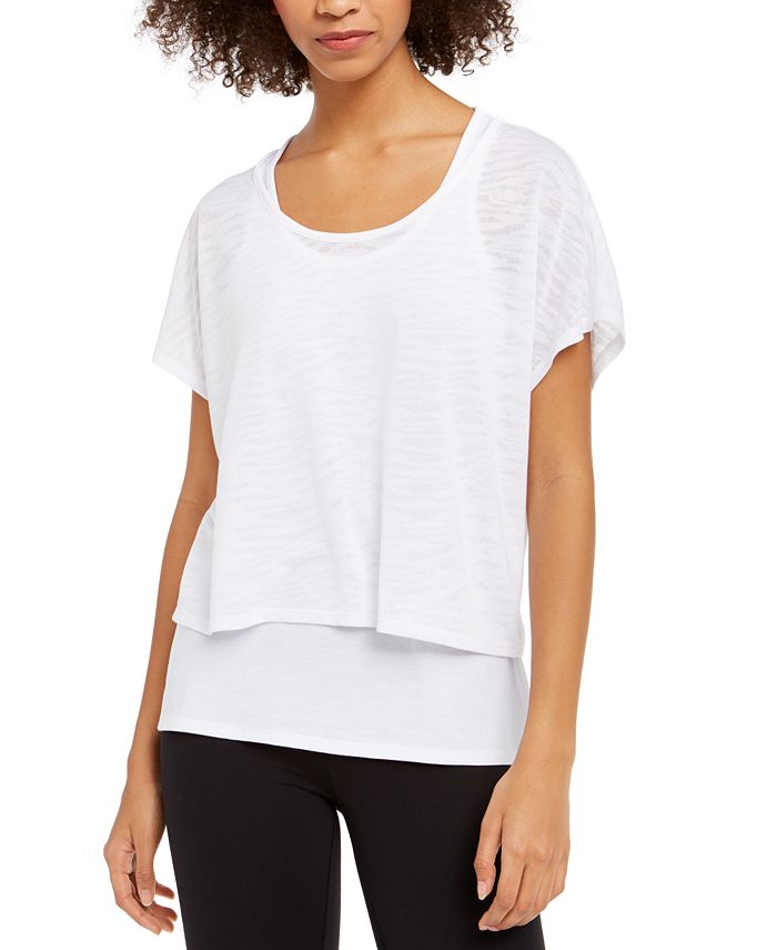 Camiseta feminina Ideology com decote redondo e manga curta, branca, tamanho XL