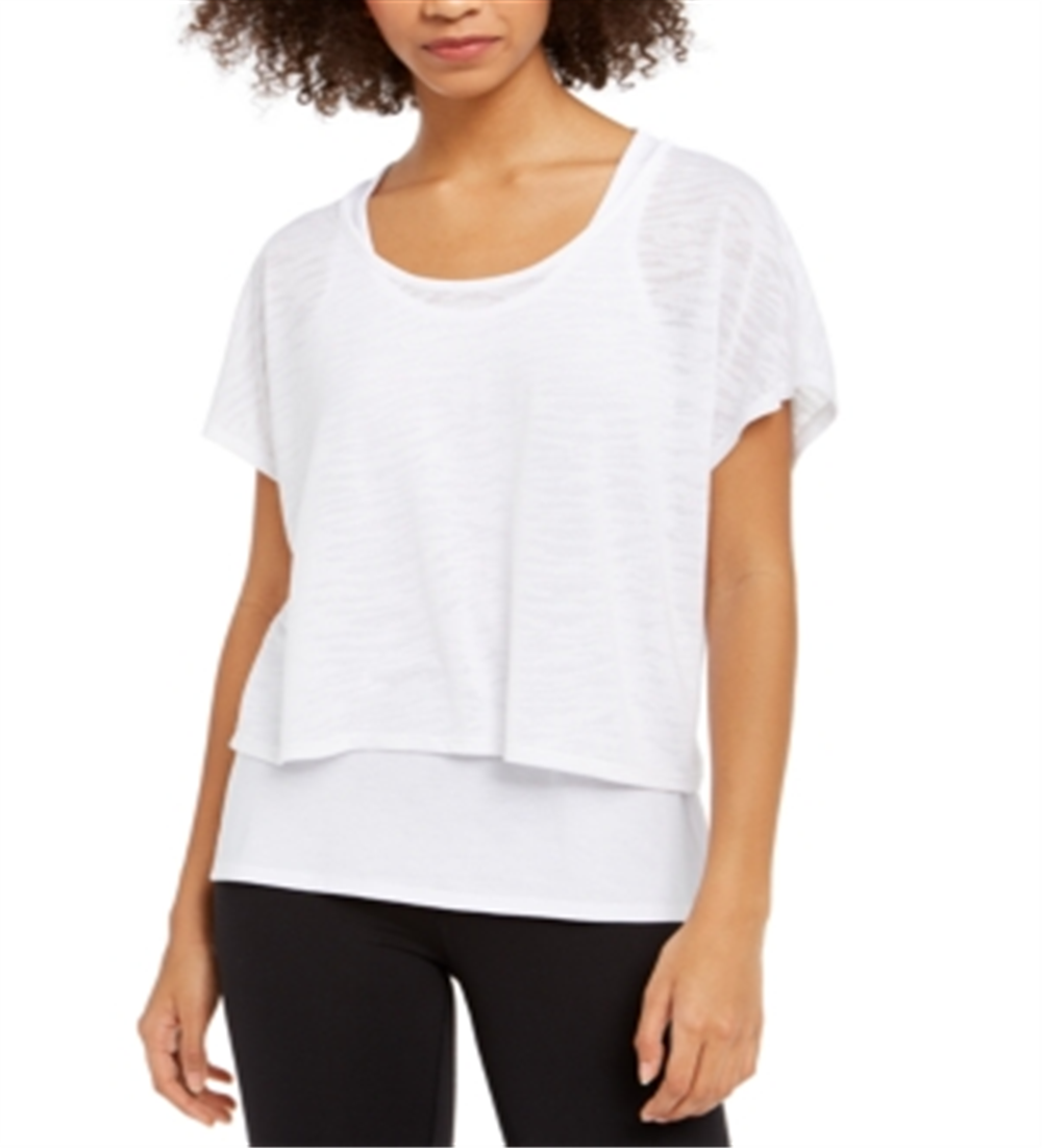 Camiseta feminina Ideology com decote redondo e manga curta, branca, tamanho XL