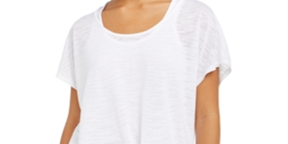 Camiseta feminina Ideology com decote redondo e manga curta, branca, tamanho XL