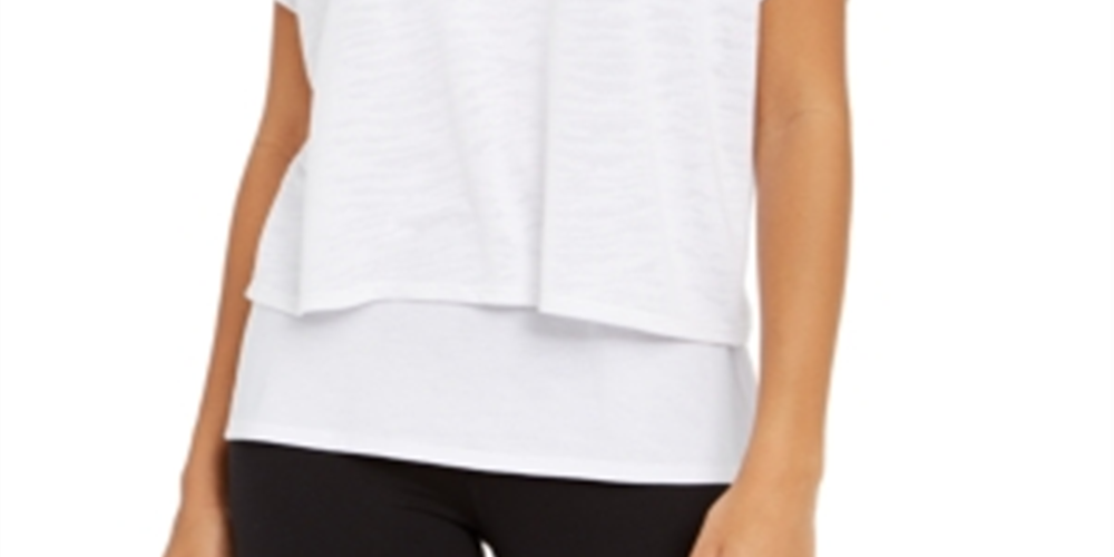 Camiseta feminina Ideology com decote redondo e manga curta, branca, tamanho XL