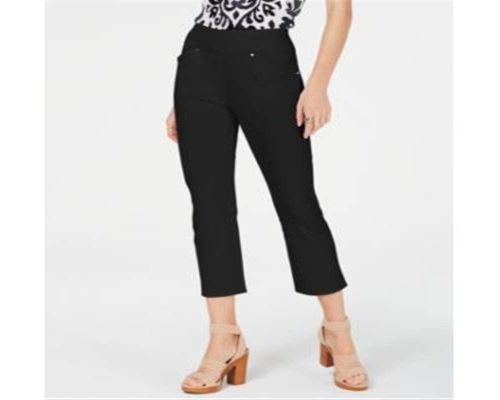 Calça skinny curta feminina INC, preta escura, tamanho 12 P