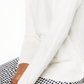 Suéter de manga comprida com cauda de camisa feminina Charter Club Pure Cashmere, branco, tamanho M