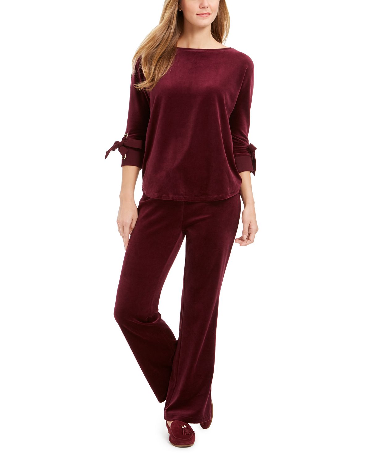 Calça de veludo feminina Charter Club roxa tamanho pequeno XL