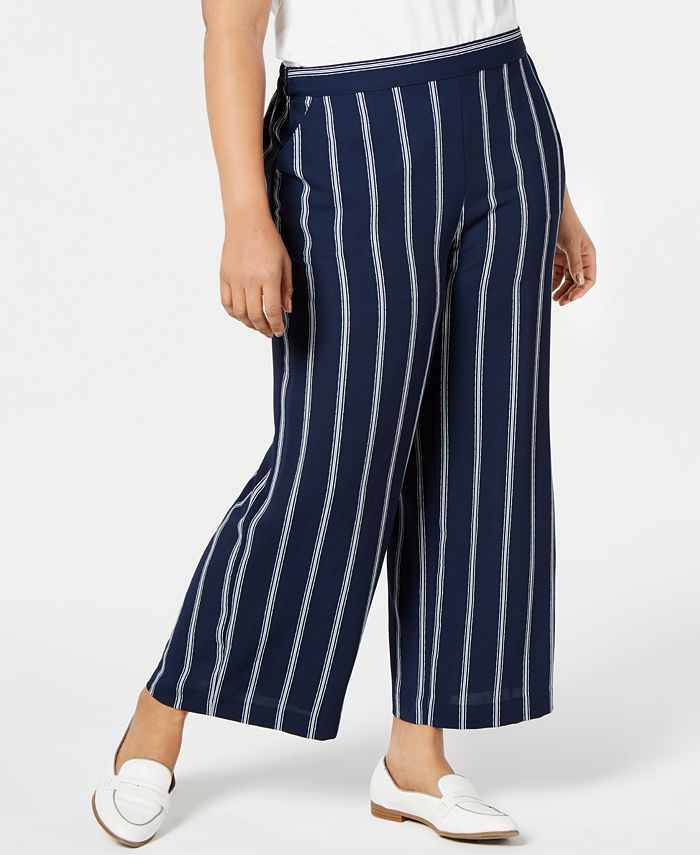 Calça feminina listrada plus size Charter Club azul tamanho 0X