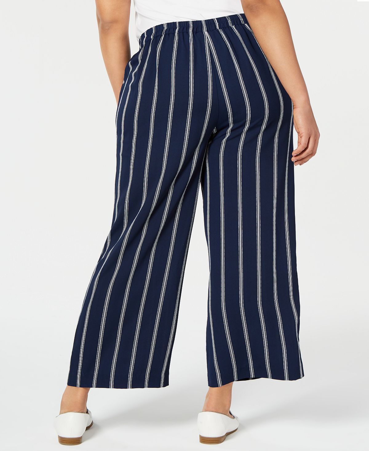 Calça feminina listrada plus size Charter Club azul tamanho 0X