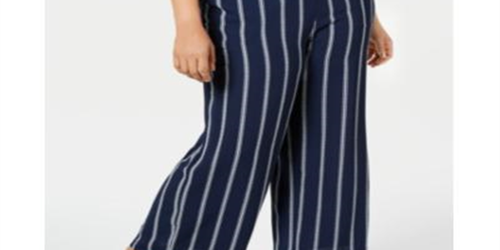 Calça feminina listrada plus size Charter Club azul tamanho 0X