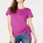 Blusa feminina de manga curta com decote em joia INC International Concepts, roxa, tamanho pequeno
