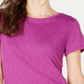 Blusa feminina de manga curta com decote em joia INC International Concepts, roxa, tamanho pequeno