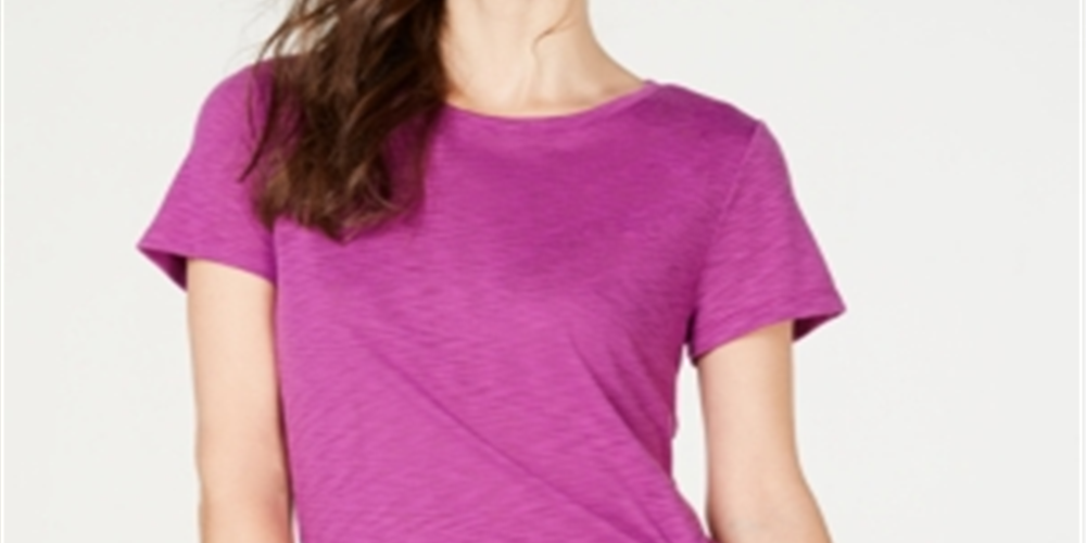 Blusa feminina de manga curta com decote em joia INC International Concepts, roxa, tamanho pequeno