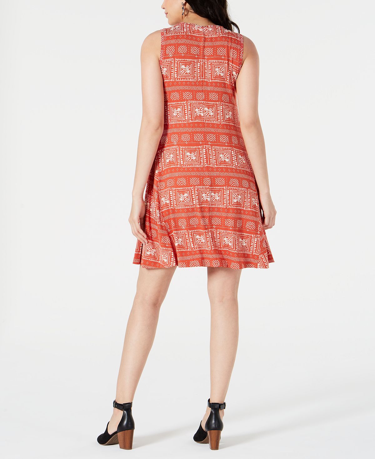 Vestido feminino sem mangas estampado estilo &amp; co laranja tamanho pequeno