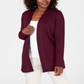 Karen Scott Cardigan Feminino de Algodão com Tachas e Frente Aberta, Vermelho, Tamanho Médio