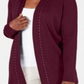 Karen Scott Cardigan Feminino de Algodão com Tachas e Frente Aberta, Vermelho, Tamanho Médio