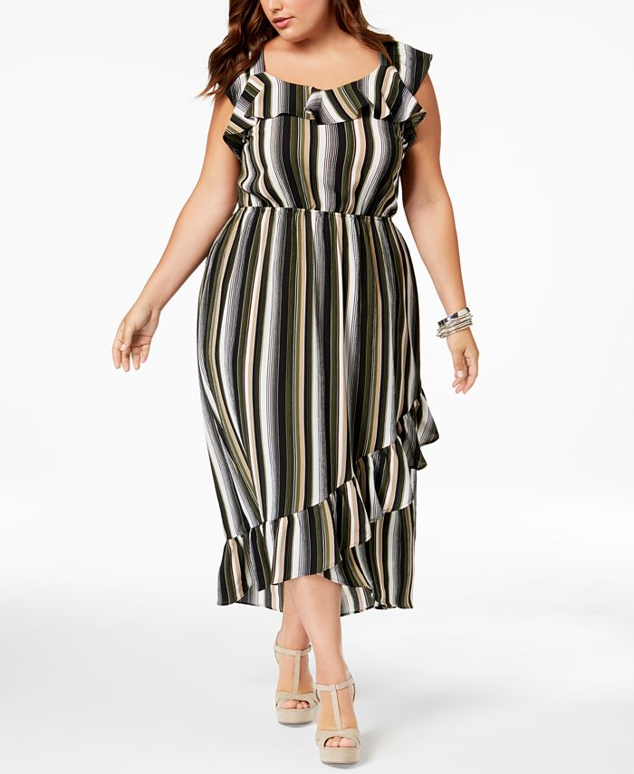 Vestido Monteau Trendy Plus Size com babados, preto, tamanho 3X