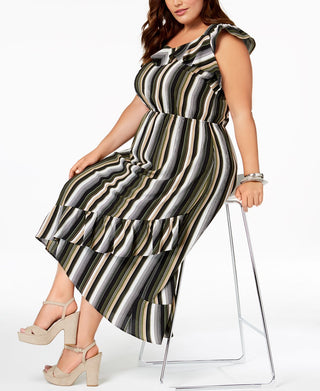 Vestido Monteau Trendy Plus Size com babados, preto, tamanho 3X