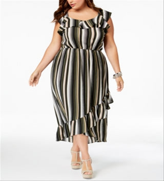 Vestido Monteau Trendy Plus Size com babados, preto, tamanho 3X