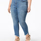 Calça jeans feminina Seven7 Trendy com bainha inclinada, azul, tamanho 20W