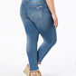 Calça jeans feminina Seven7 Trendy com bainha inclinada, azul, tamanho 20W