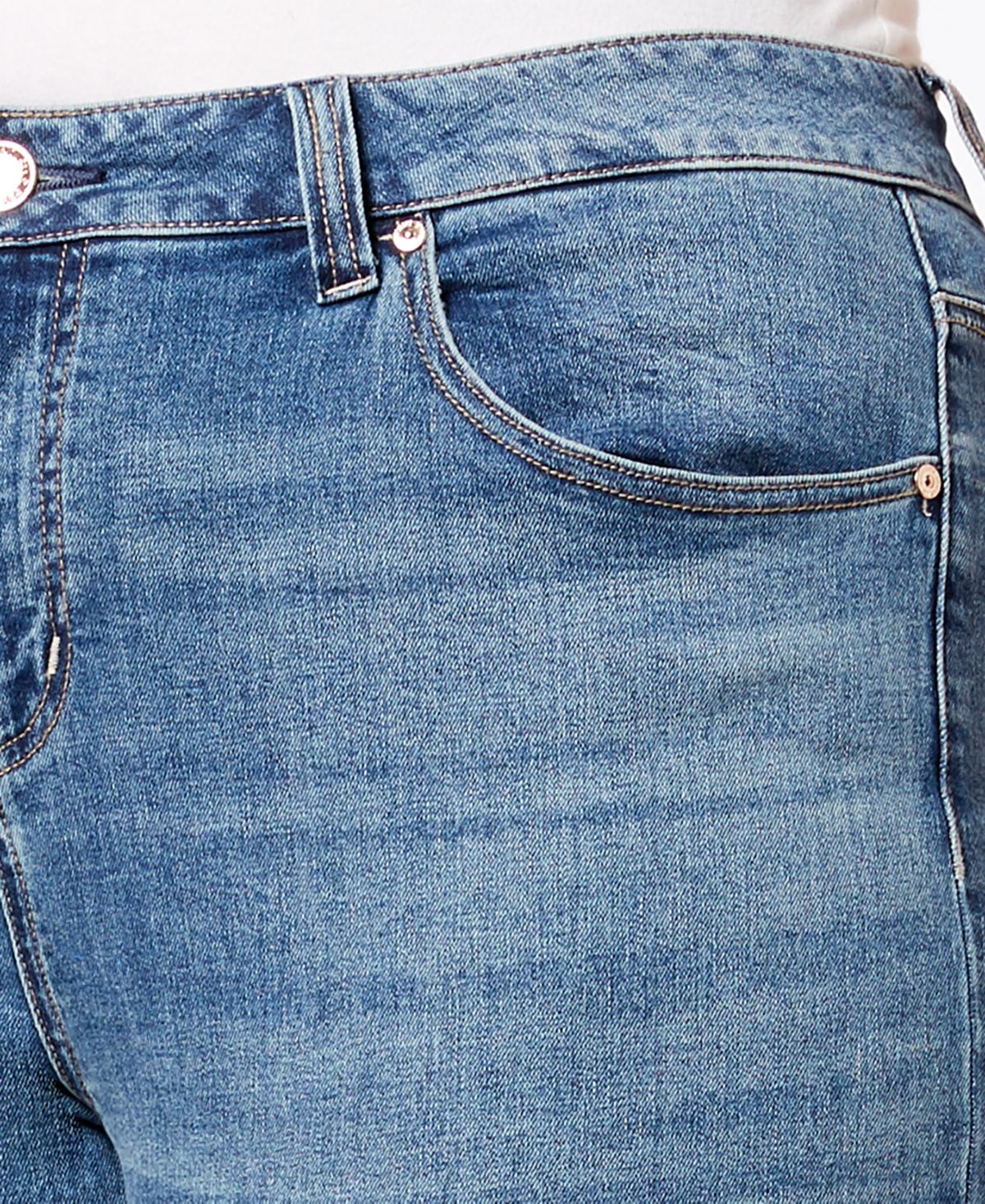 Calça jeans feminina Seven7 Trendy com bainha inclinada, azul, tamanho 20W