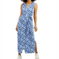 Vestido longo azul com amarração na cintura Charter Club, tamanho XS
