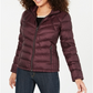 Casaco acolchoado com capuz e plumas Michael Kors feminino, roxo, tamanho P