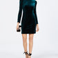 Vestido tubinho de veludo feminino Vince Camuto com mangas bufantes, verde, tamanho 12