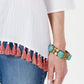 Top quimono feminino de algodão com acabamento em borla Style &amp; Co, branco, tamanho pequeno