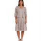 Vestido de noite feminino R &amp; M Richards com glitter, manga 3/4, decote em joia, midi, tamanho 14, marrom