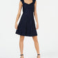 Vestido feminino Monteau com ajuste evasê e renda, azul, tamanho pequeno grande