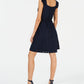 Vestido feminino Monteau com ajuste evasê e renda, azul, tamanho pequeno grande