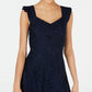 Vestido feminino Monteau com ajuste evasê e renda, azul, tamanho pequeno grande