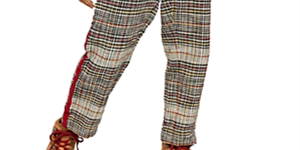 Calça reta xadrez Good Vibes feminina Free People, marrom, tamanho 0