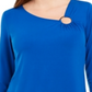 Túnica feminina assimétrica com anel JM Collection, azul, tamanho X-S