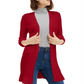Cardigan feminino canelado aberto Maison Jules, vermelho, tamanho X-G