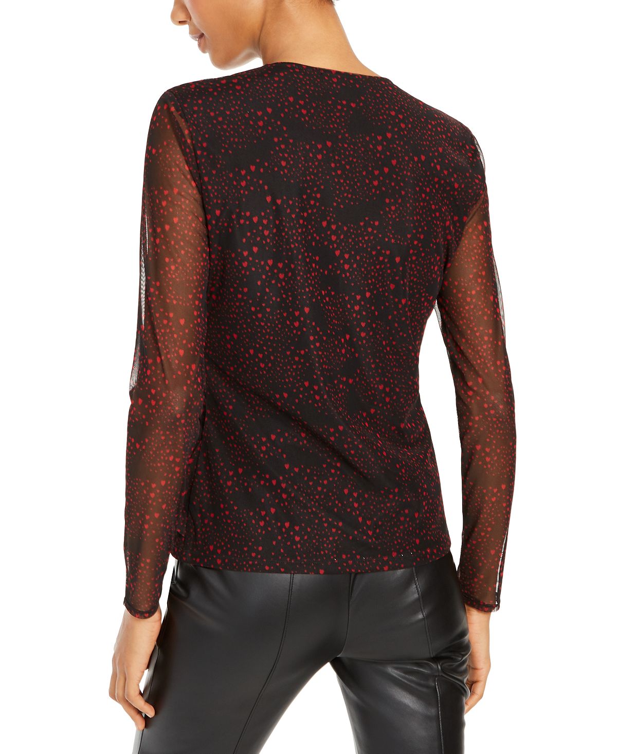 Blusa estampada com sobrepeliz e babados INC International Concepts para mulheres, preta, tamanho pequeno