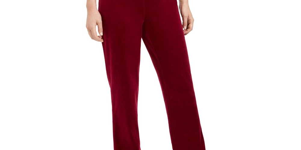 Calça de veludo feminina Karen Scott, roxa, tamanho PP