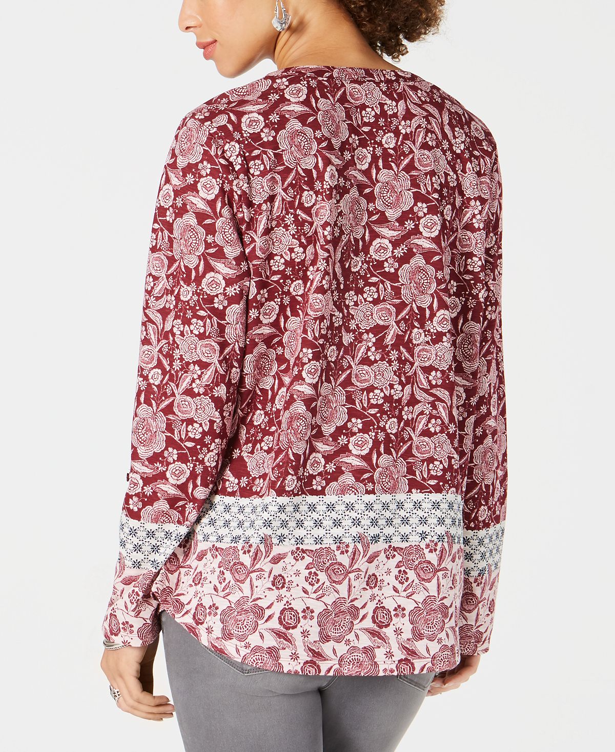 Camisa Petite com Estampa Mista Style &amp; Co Vermelha Tamanho PL